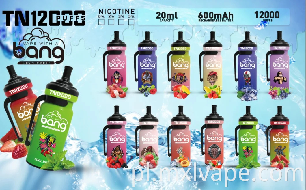 China hurtowa niestandardowa waporyzator jednorazowy vaper pióra bang tn 12000 puffs w magazynie